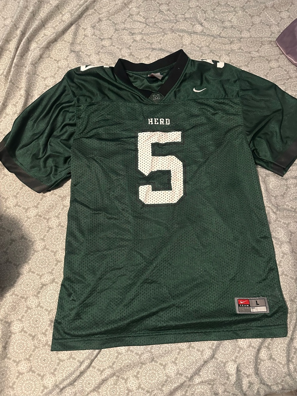 Boys Marshall Thundering Herd #5 Jersey size Large. Nike. Football.